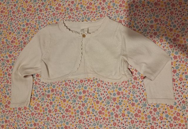 chaqueta torera niña de punto blanca talla 9-12mes