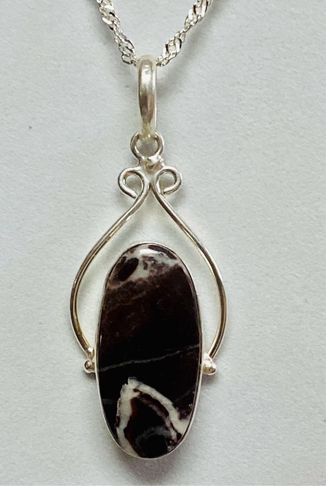 Colgante de jaspe sardonice + cadena plata ley 925