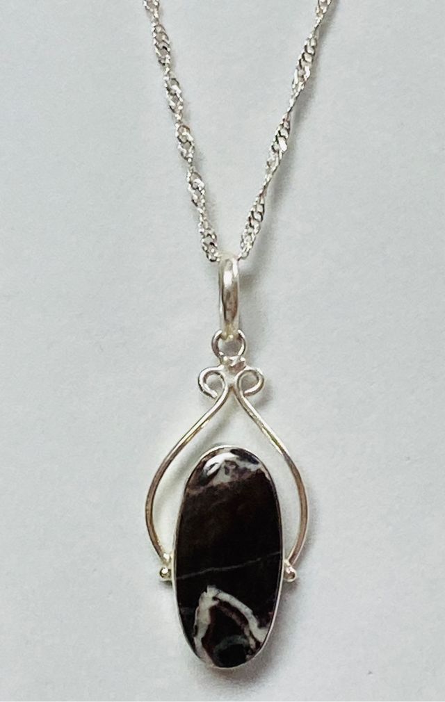 Colgante de jaspe sardonice + cadena plata ley 925