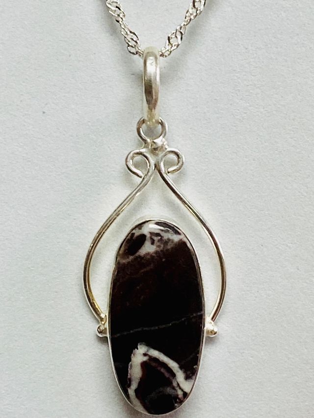 Colgante de jaspe sardonice + cadena plata ley 925