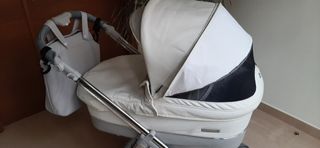 Carro bebecar polipiel blanco y gris