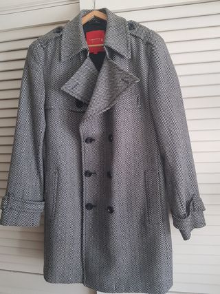 Abrigo paño vintage raya negra Caramelo