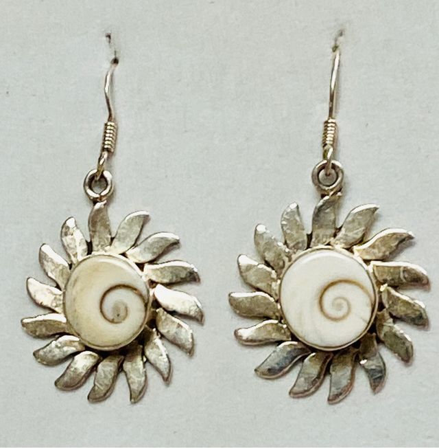 Pendientes concha de amonites y plata de ley 925
