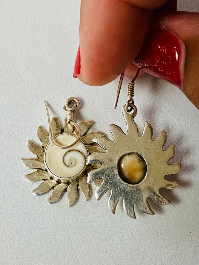 Pendientes concha de amonites y plata de ley 925