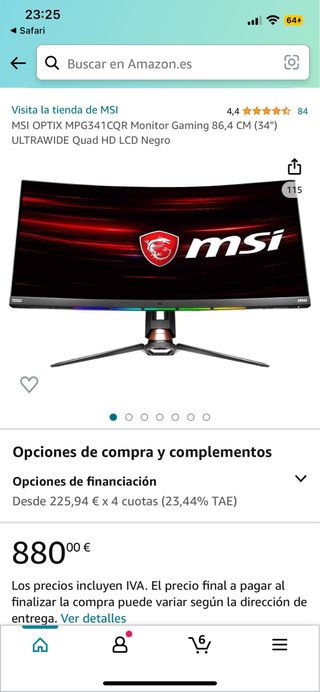 Vendo monitor MSI 4k 144hz 34"