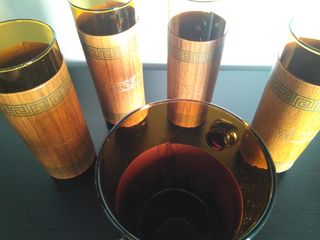 Set de cubitera y vasos. Vidrio templado.