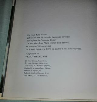 Libro Los hijos del capitan Grant (Disney 1969)