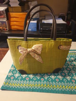 bellissima borsa in paglia e tela 