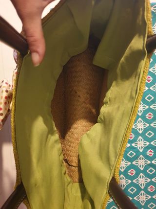 bellissima borsa in paglia e tela 