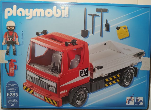 PLAYMOBIL CAMION RIBALTABILE camion cantiere Unimog arancione usato