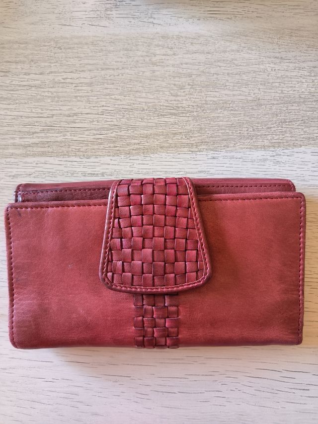 Monedero piel efecto desgastado