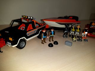 playmobil barca y todoterreno