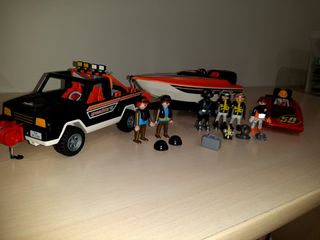 playmobil barca y todoterreno