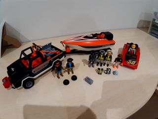 playmobil barca y todoterreno