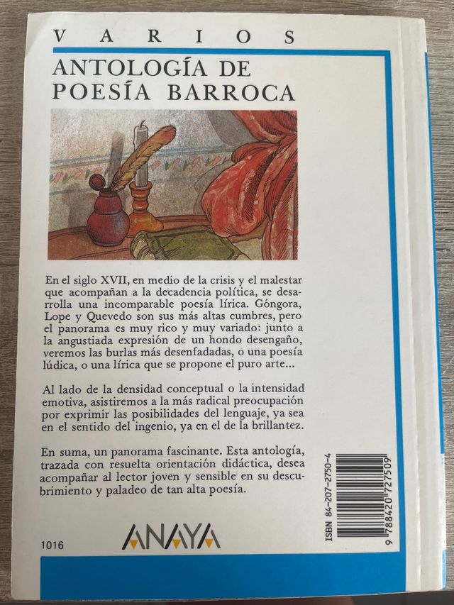 Libro Antología de poesía barroca