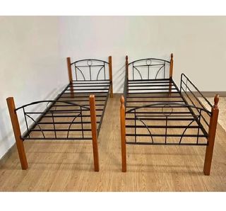 Litera madera y forja con colchones