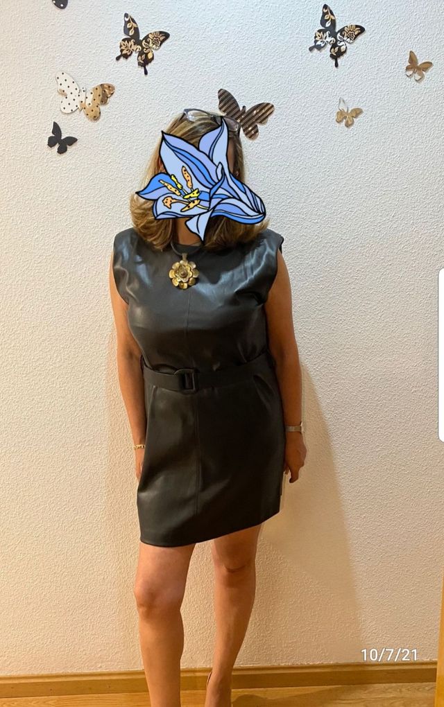 Vestido de cuero negro ZARA