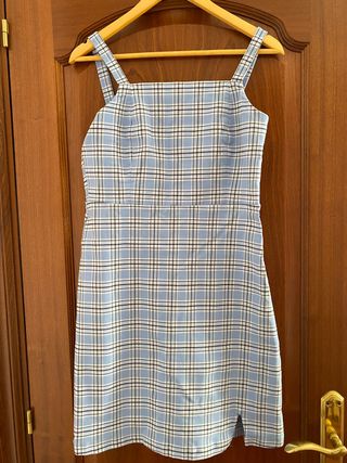 Vestido azul a cuadros
