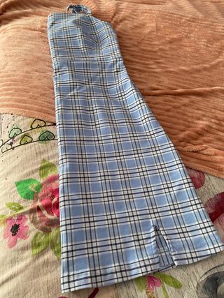 Vestido azul a cuadros