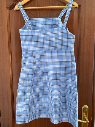 Vestido azul a cuadros