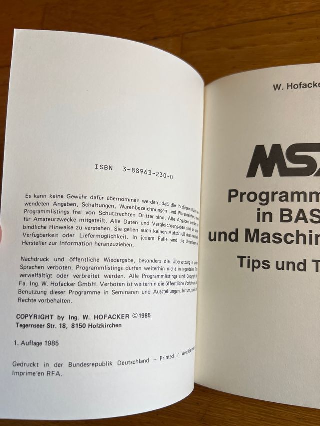 Libro MSX Programmieren in BASIC... en alemán