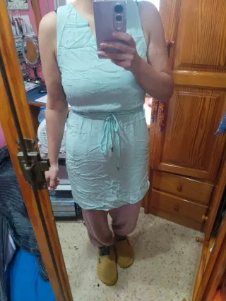 Vestido turquesa tirantes Mango