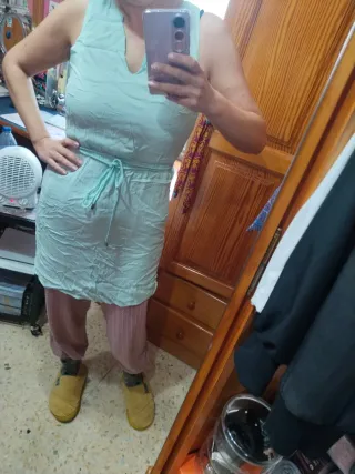 Vestido turquesa tirantes Mango