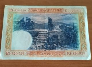 Billete de cien pesetas del año 1925 de Felipe ll