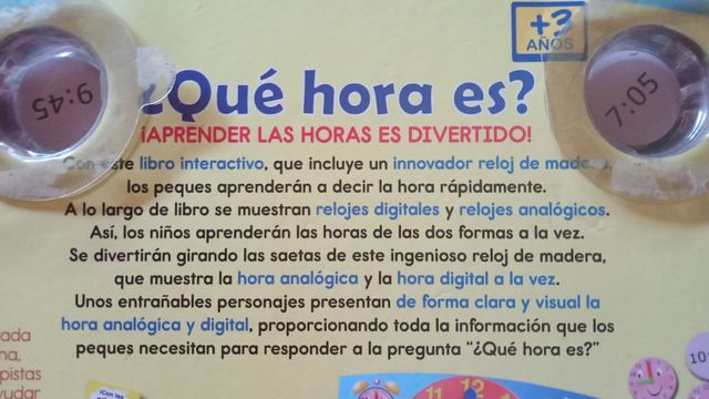 Libro ¿Qué hora es?Reloj Madera Grande como Nuevo!