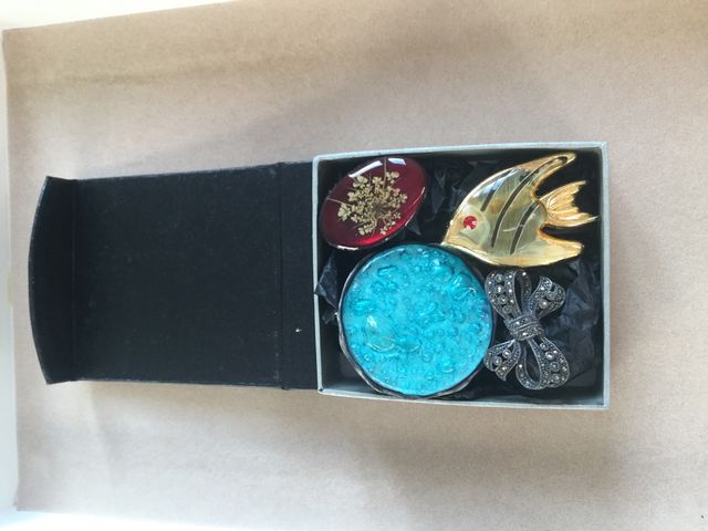 Set de 4 broches en perfecto estado + caja