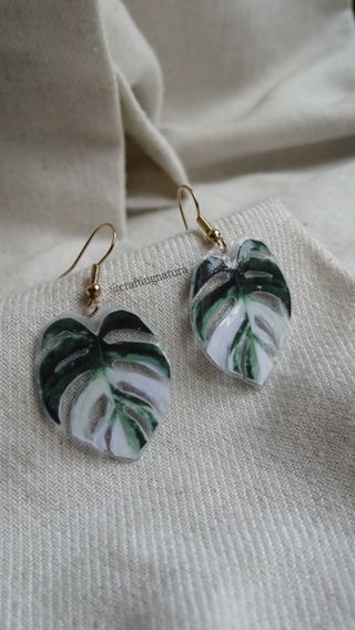 Pendientes 🌿Monstera variegata albo