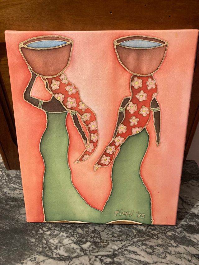 Batik 25x22 dipinto a mano su seta