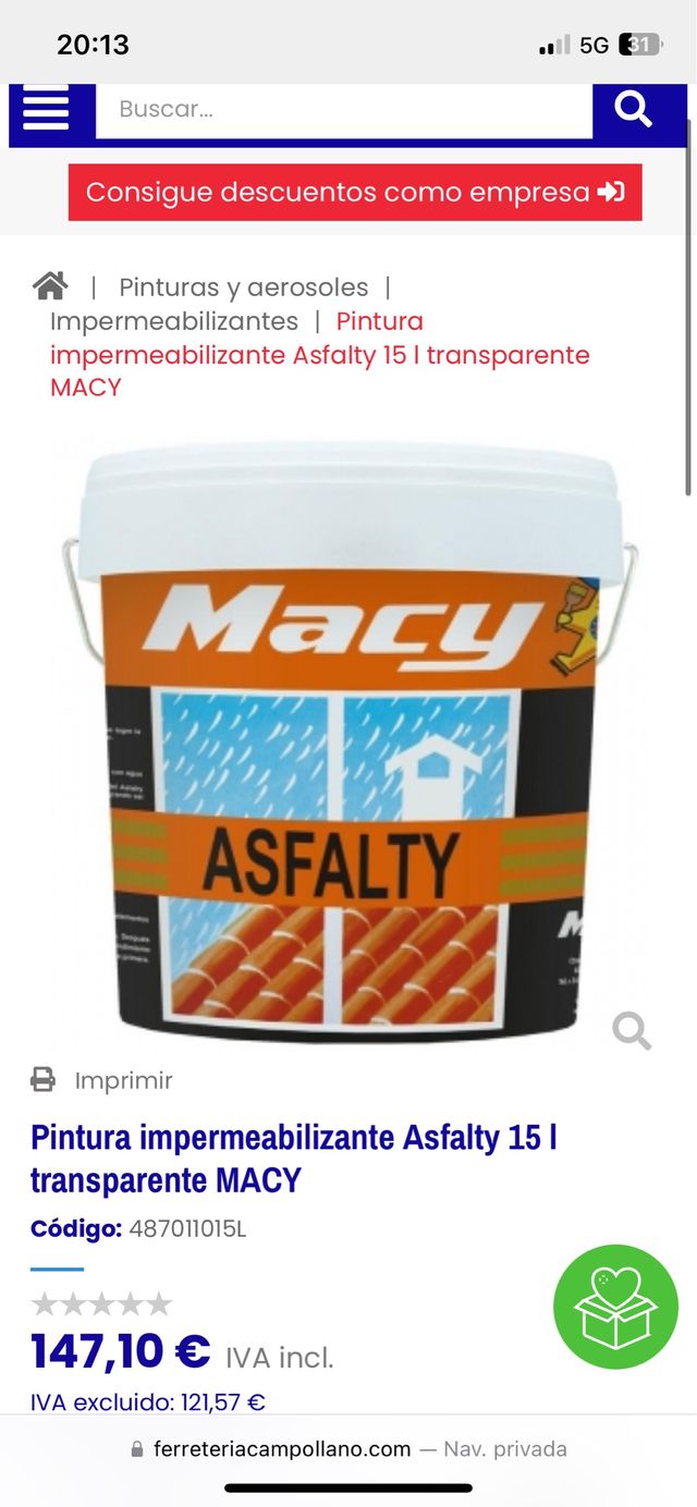 pintura impermeabilizante macy 15litros