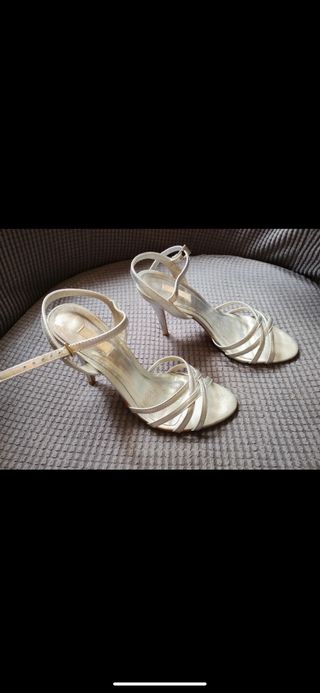 Zapatos y cartera fiesta color plateado 