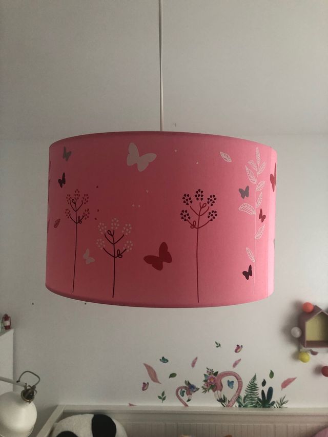 Pantalla lámpara rosa infantil