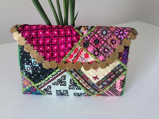 Bolso étnico tipo cartera, 30x20cm
