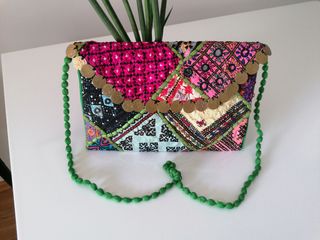 Bolso étnico tipo cartera, 30x20cm