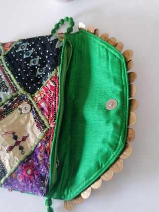 Bolso étnico tipo cartera, 30x20cm