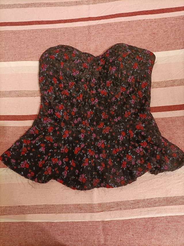 Top senza maniche motivo floreale taglia S