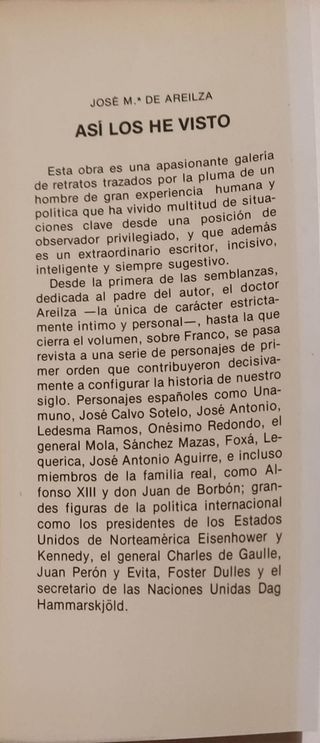 ASÍ LOS HE VISTO. José  María de Areilza