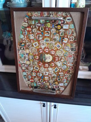 Bandeja antigua de sellos de puros