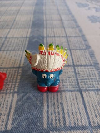 Set 2 puffi smurfs pitufo indio y Pitufo salvaje
