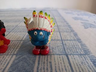 Set 2 puffi smurfs pitufo indio y Pitufo salvaje