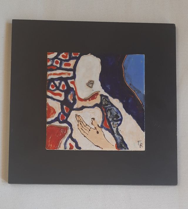 Cuadro con azulejo pintado