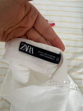Minifalda blanca lino zara