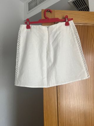 Minifalda blanca lino zara