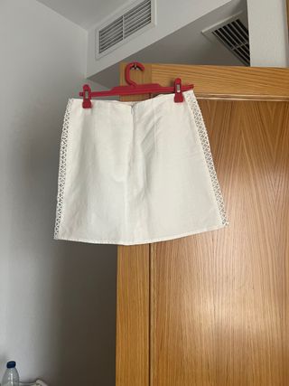 Minifalda blanca lino zara
