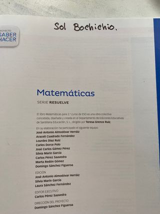 Libro Matemáticas 2 ESO Santillana SERIE RESUELVE