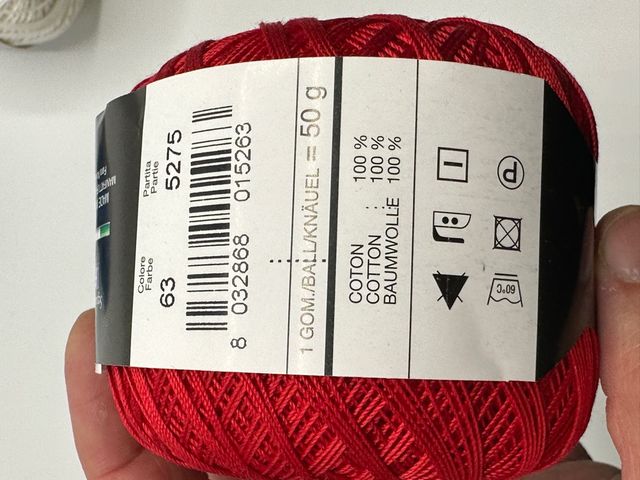 Gomitolo cotone SESIA 50gr Rosso Filo di scozia