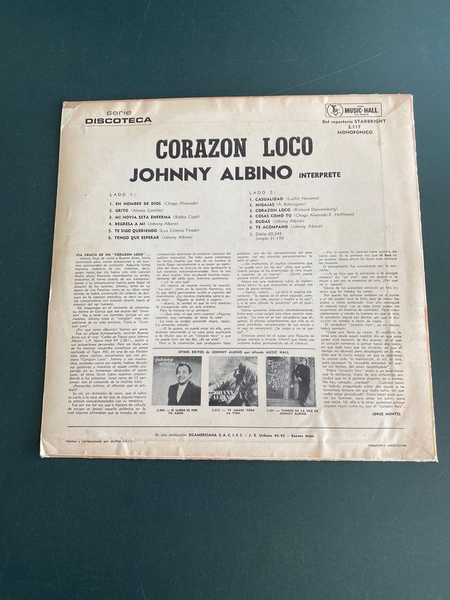 JOHNNY ALBINO LP VINILO CORAZON LOCO